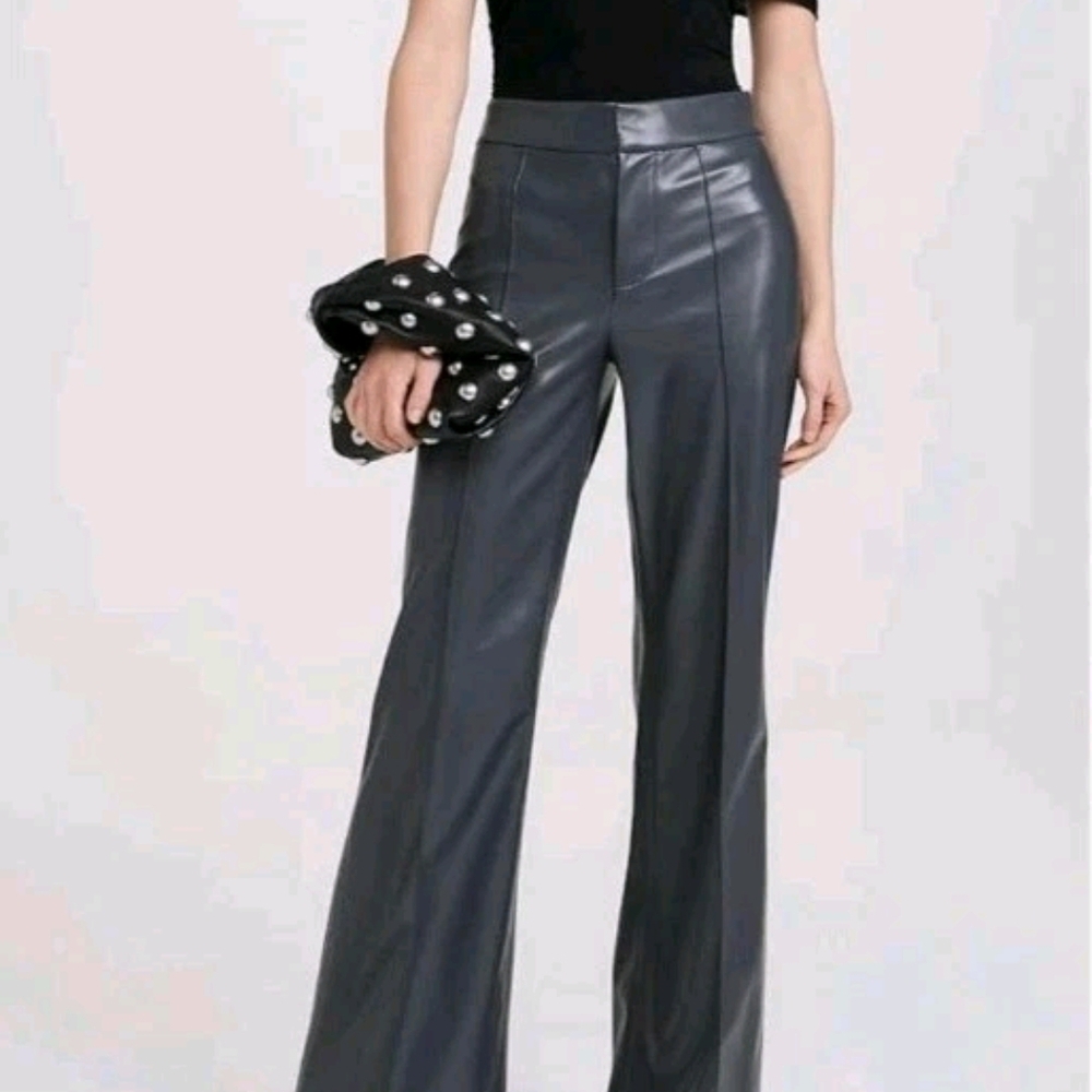 Alice + olivia Women's Dylan Vegan Leather Pants Size 2 New Gray
